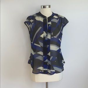 Metaphor Blue and Gray Geometric Top